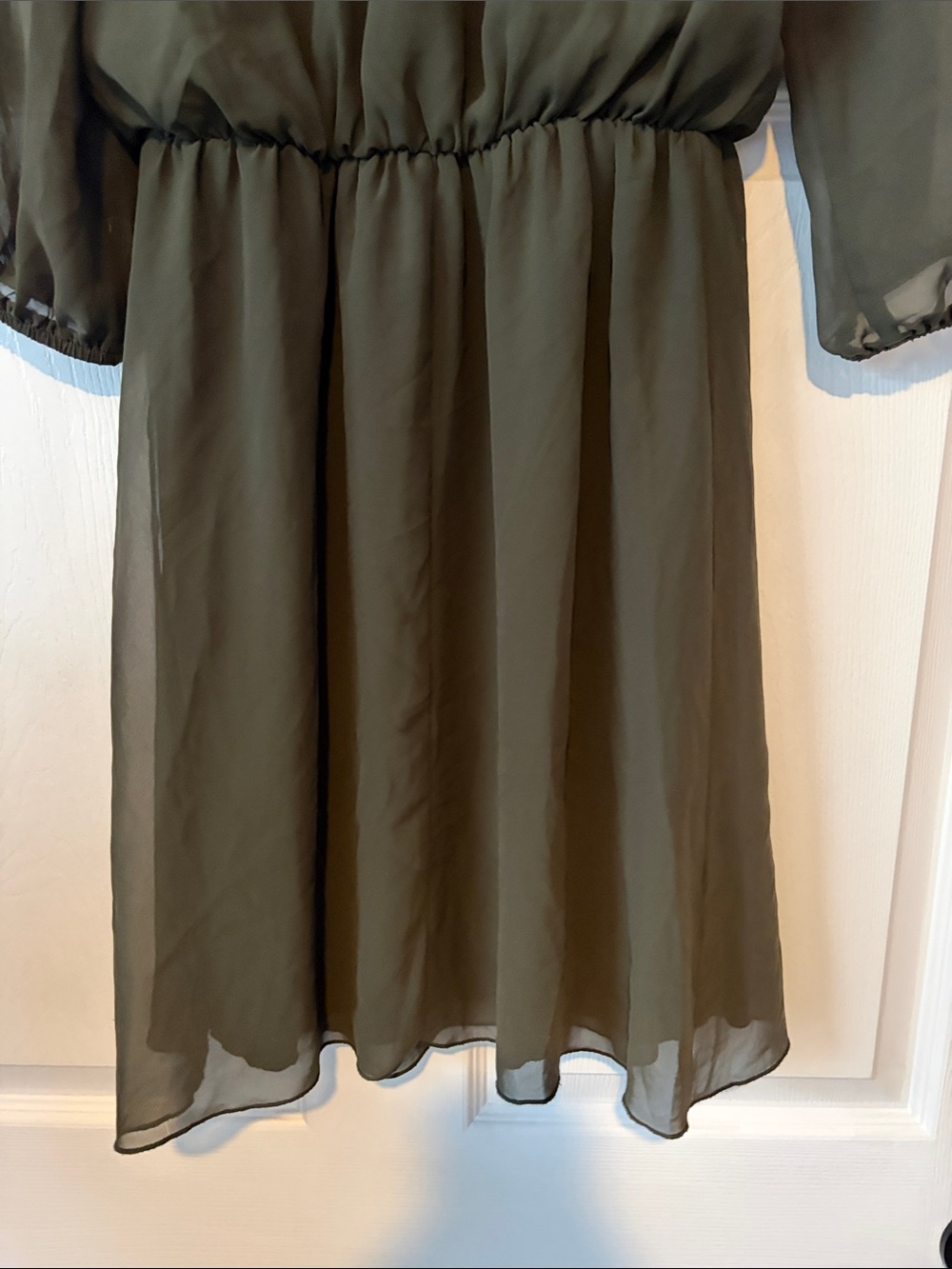 Enfocus Studio Olive Tie-Front Sheer Long Sleeve Dress size 6 - Picture 6 of 12